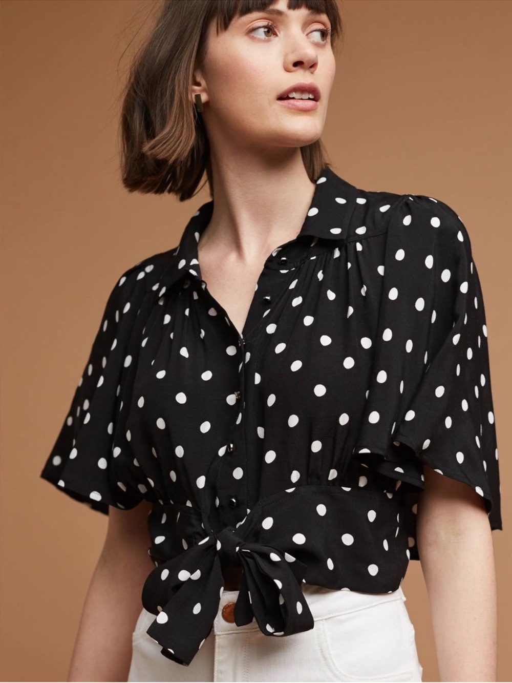 Anthropologie Maeve Canna Midi Polka Dot Crop top-4